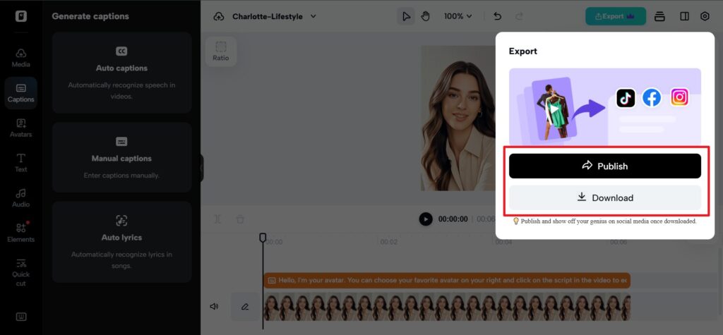 Download or publish your video