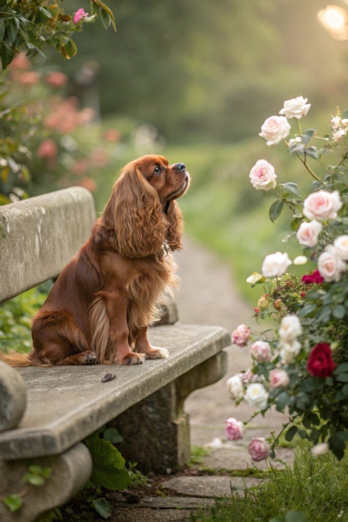 Cavalier King Charles Spaniel calm temperament portrait outdoors