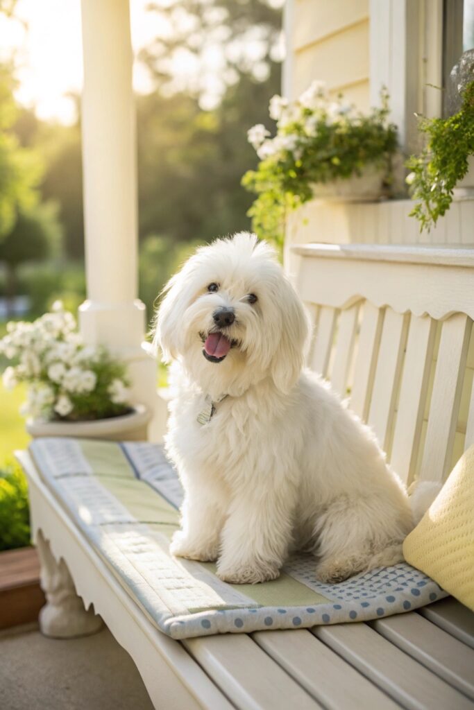 Coton de Tulear calmest small dog breed in outdoor natural setting