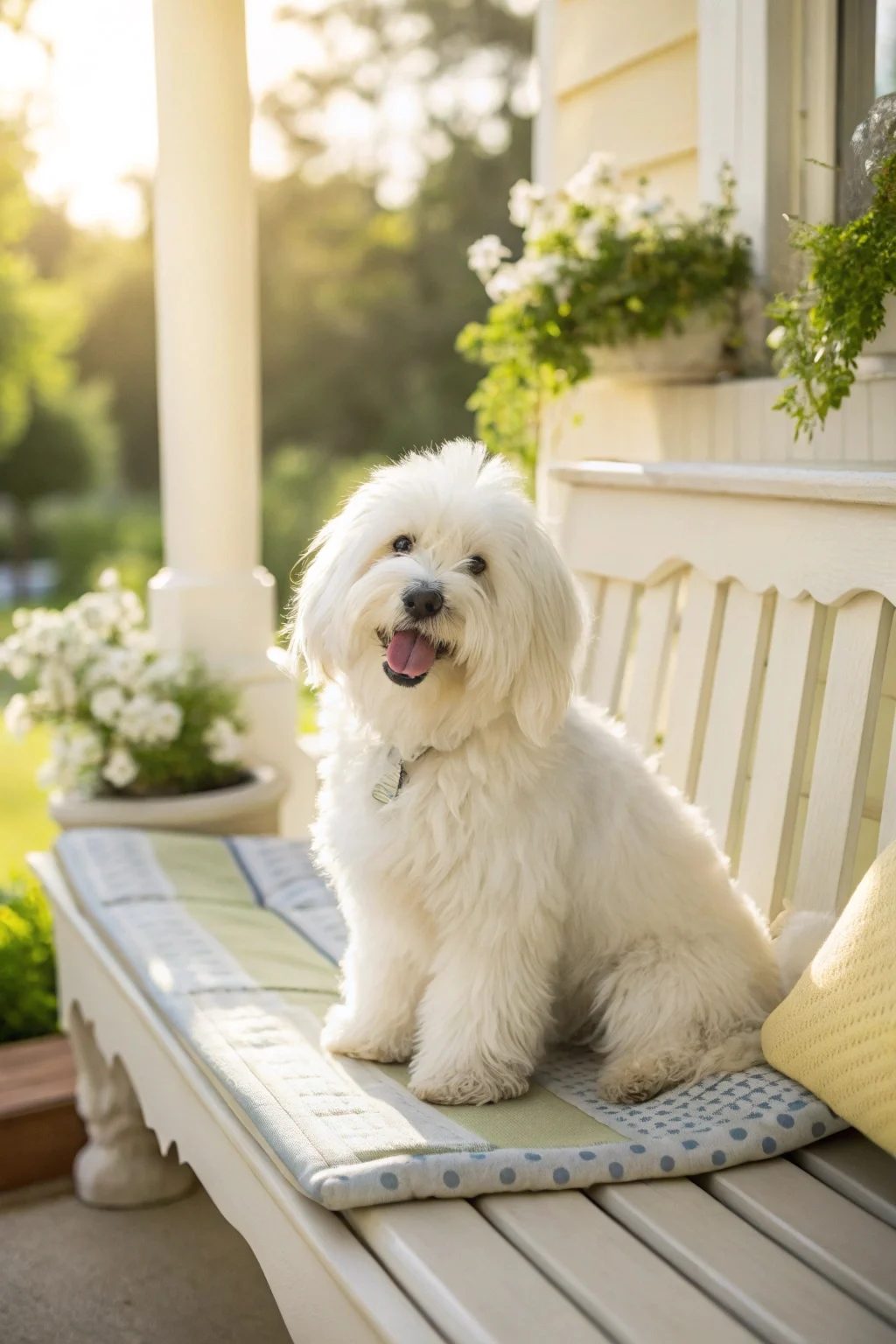 Coton de Tulear calmest small dog breed in outdoor natural setting