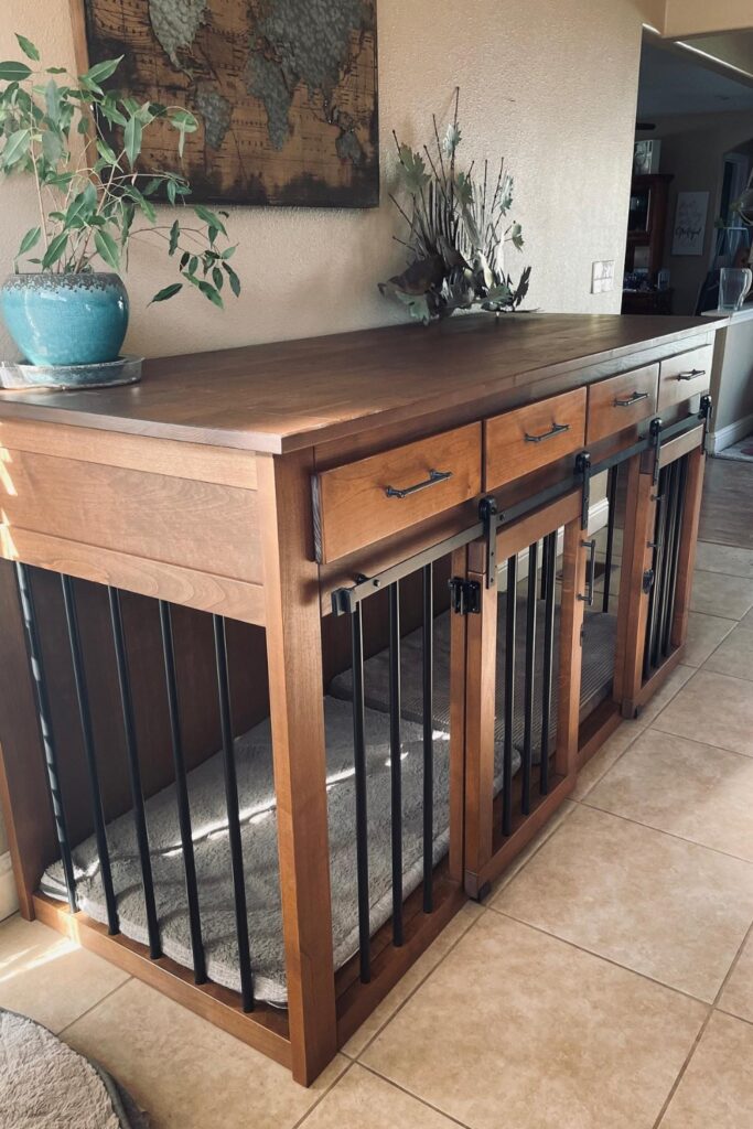 Custom craftsman double bay dog kennel sideboard