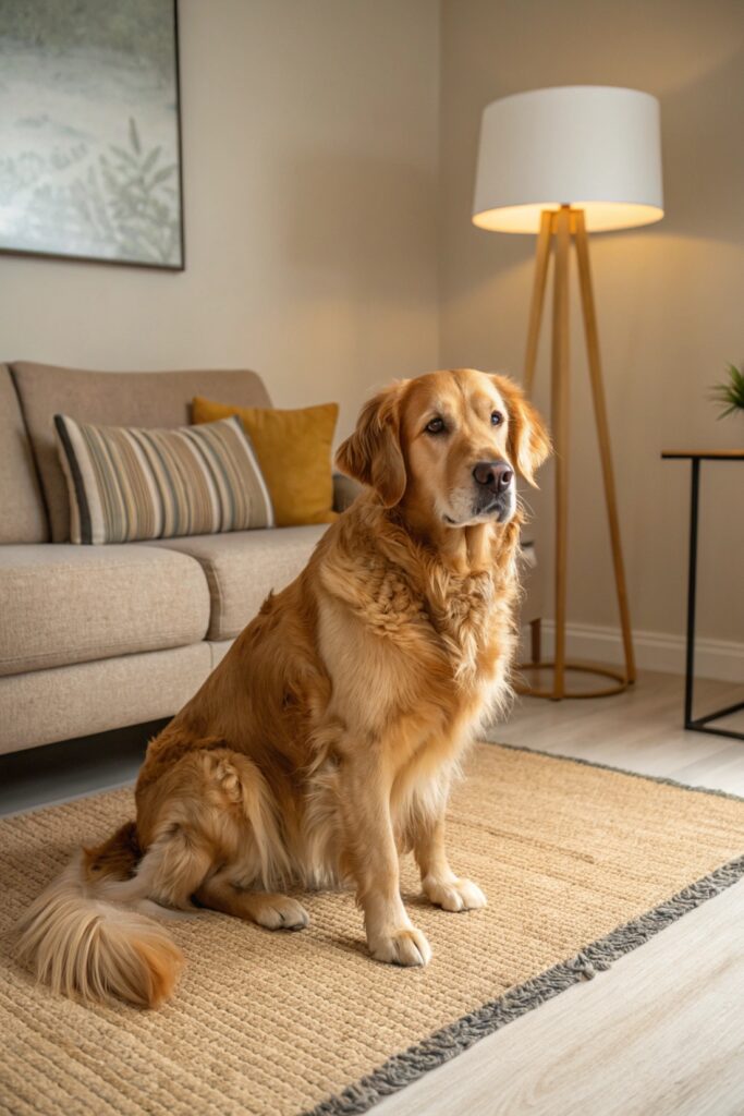 Golden Retriever — Family Friendly Big Dog Breed Posing Indoors