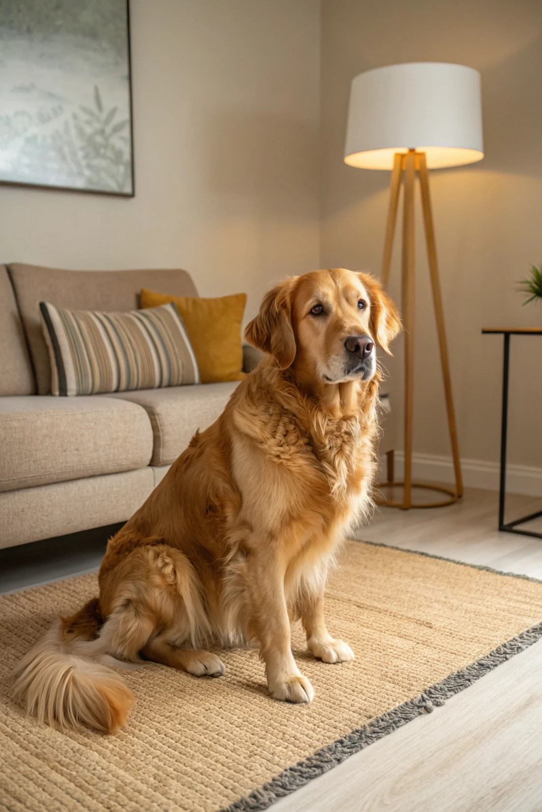 Golden Retriever — Family Friendly Big Dog Breed Posing Indoors