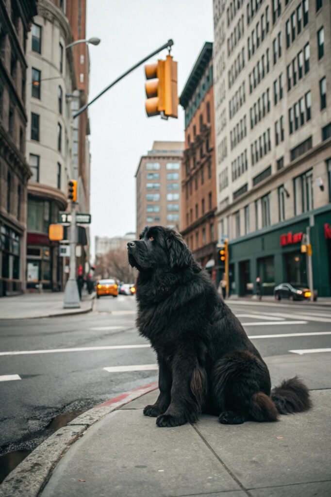 Newfoundland Dog Posing Indoors