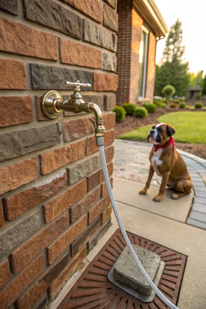 backyard hot cold water tap dog washing station