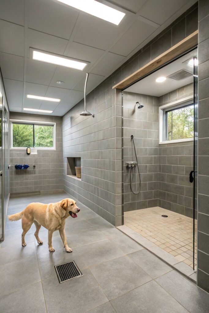 basement walk in shower station