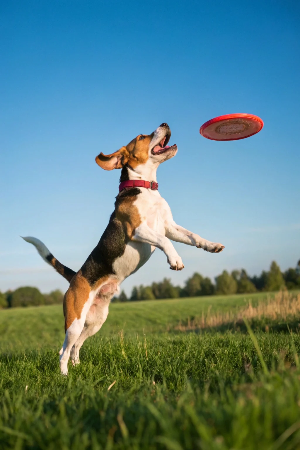 Beagle playing with child