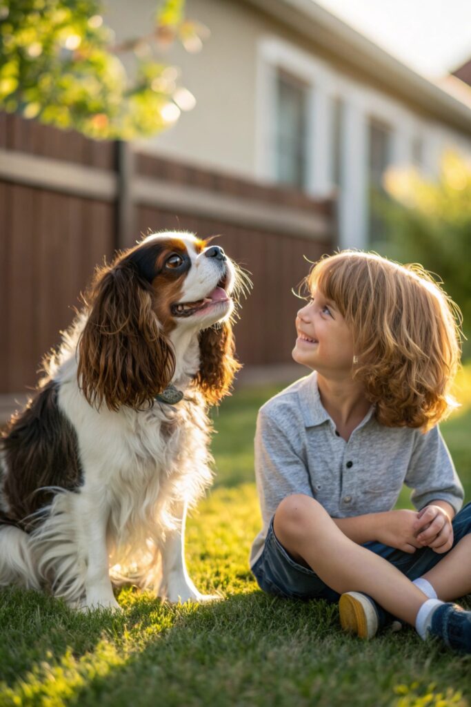 avalier King Charles Spaniel with child - best small dog breeds for kids