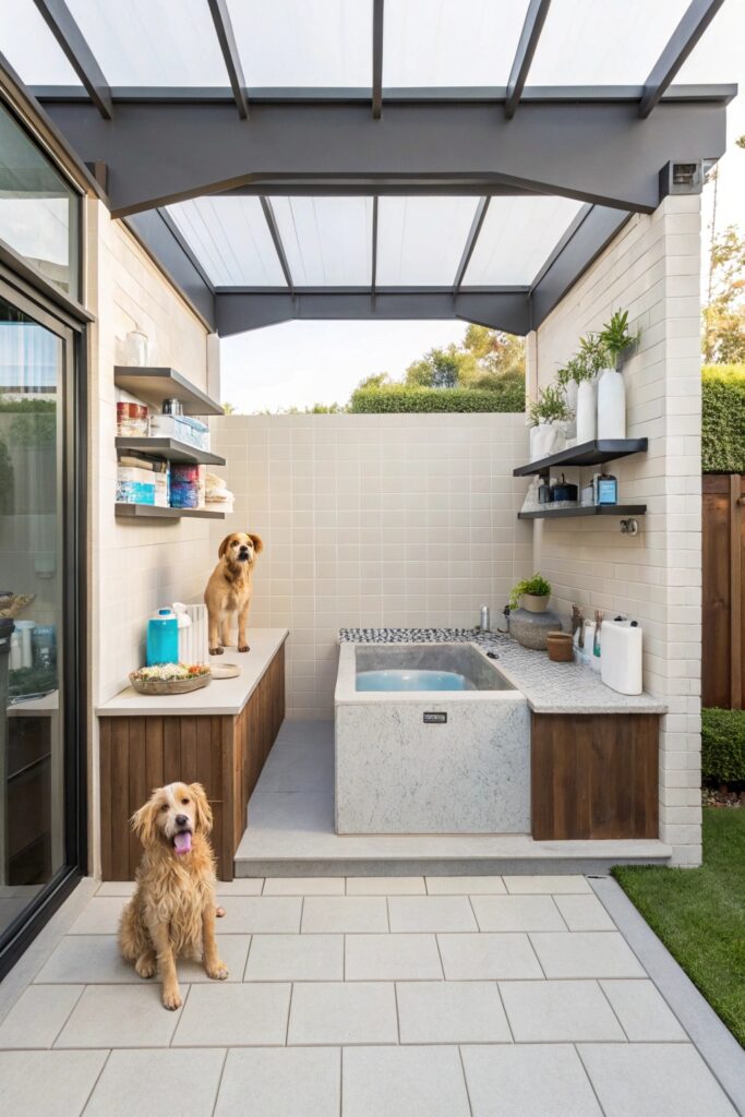 covered outdoor dog washing pavilion