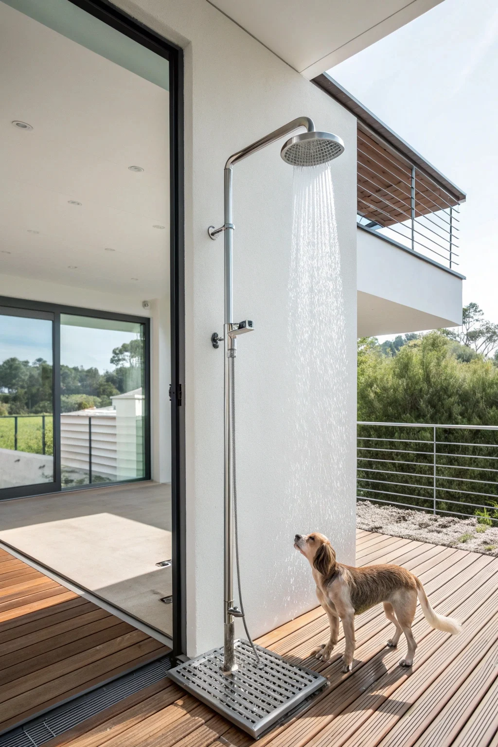 deck mounted dog shower post