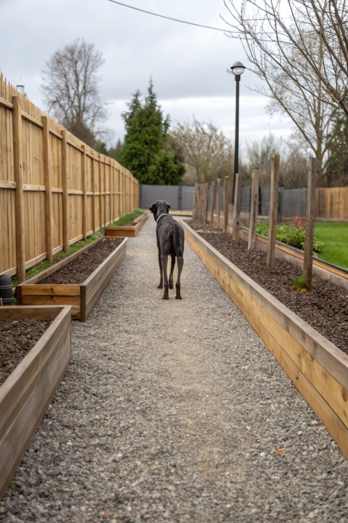 dog run with gravel floor