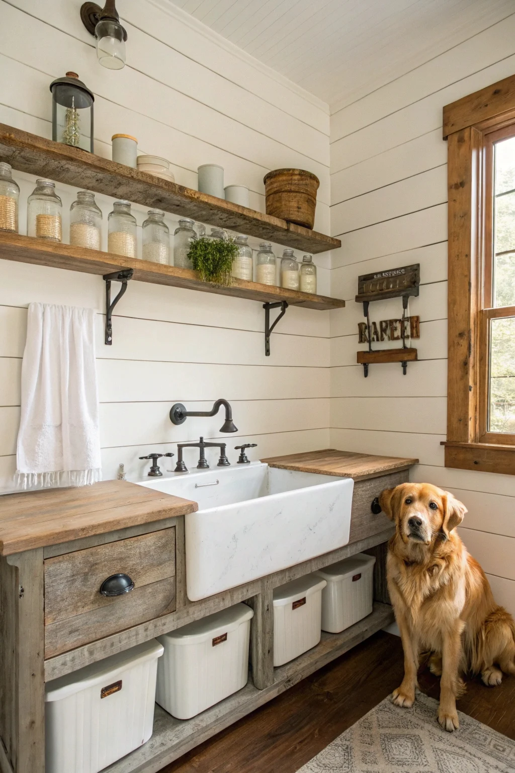 farmhouse style with shiplap
