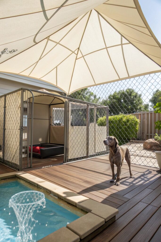 luxury dog retreat with shade canopy