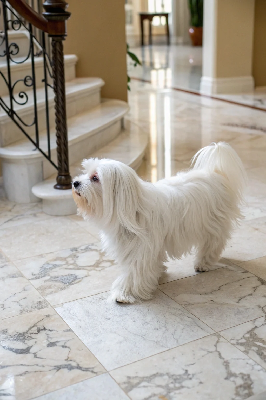 Maltese walking portrait - kid friendly puppies