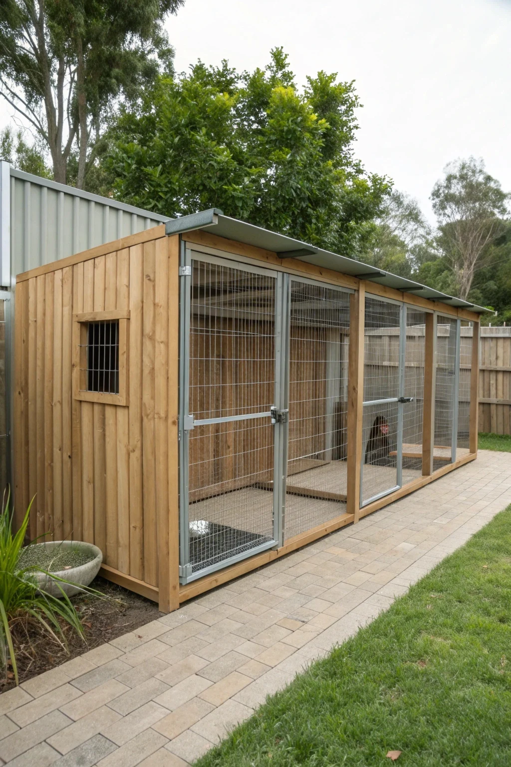 multi dog kennel with divided sections