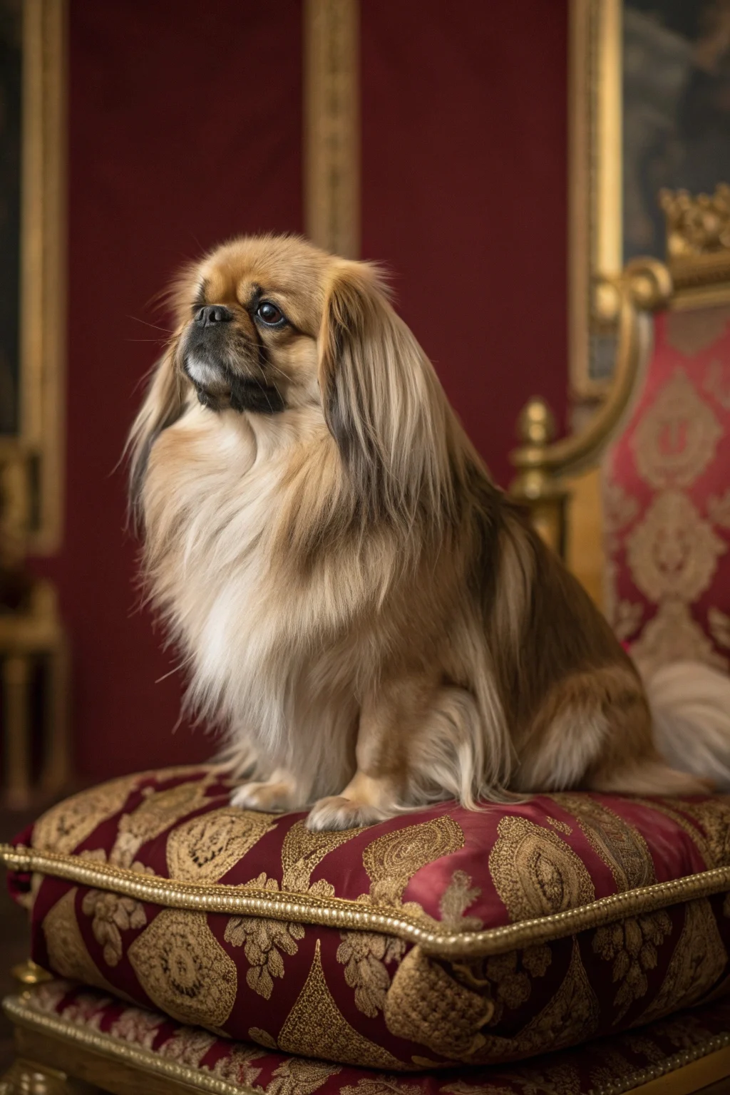 Pekingese calm small dog breed with dignified regal appearance