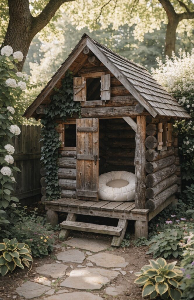 rustic log cabin luxury dog kennel