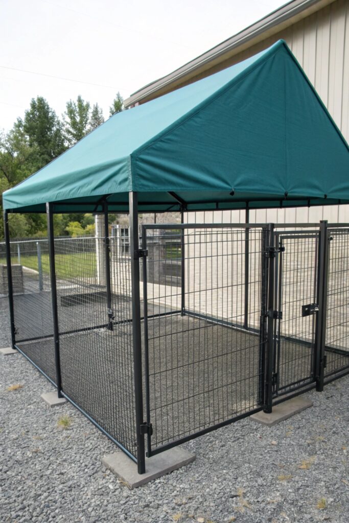 shaded kennel with sail canopy