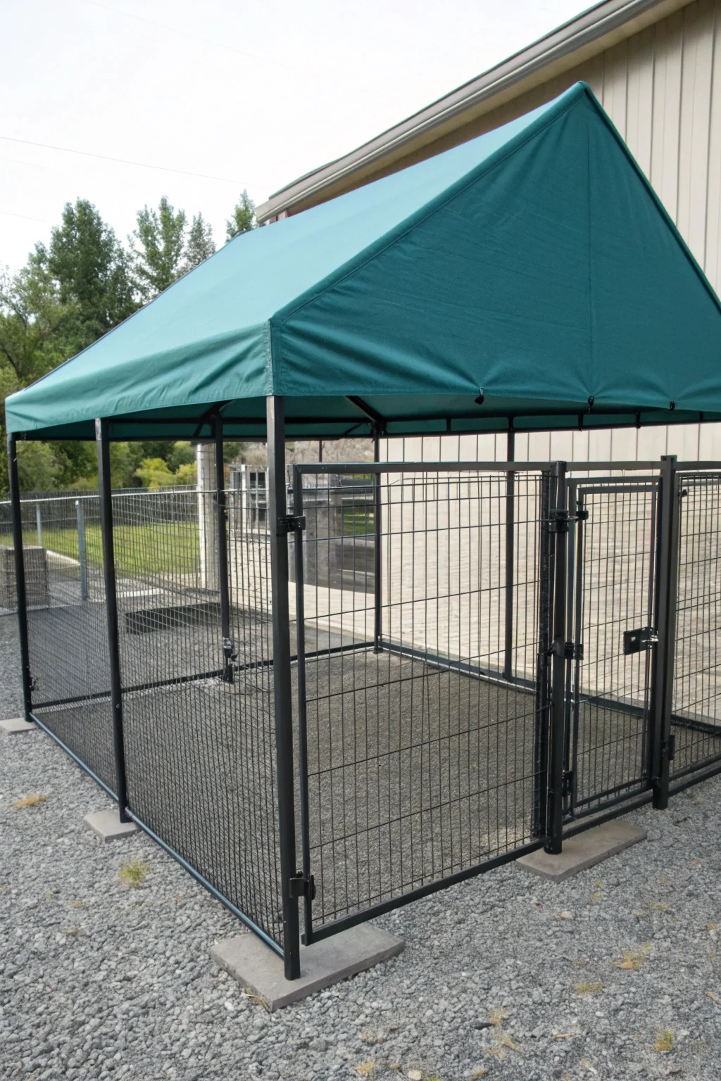shaded kennel with sail canopy