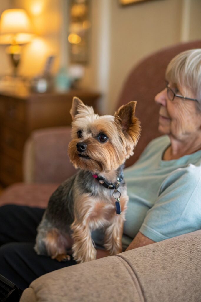 Yorkshire Terrier - tiny independent yet affectionate dog perfect for senior portability