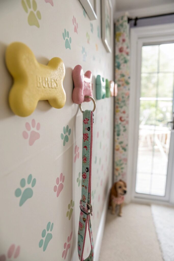 bone shaped or paw print hook station