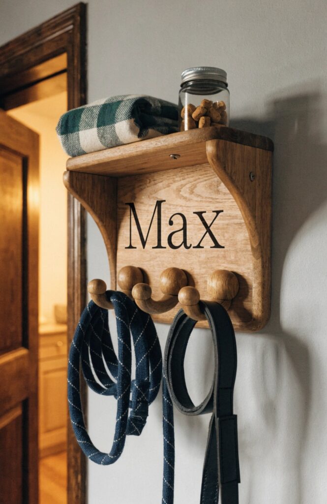 diy dog leash holder with shelf