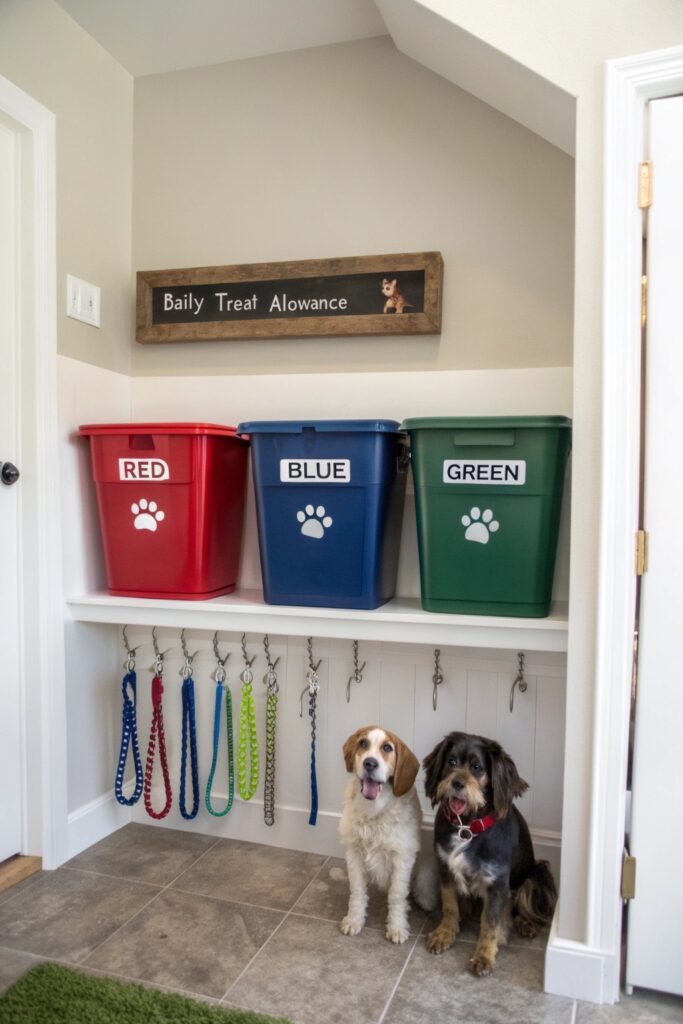 multi dog labeled bin station