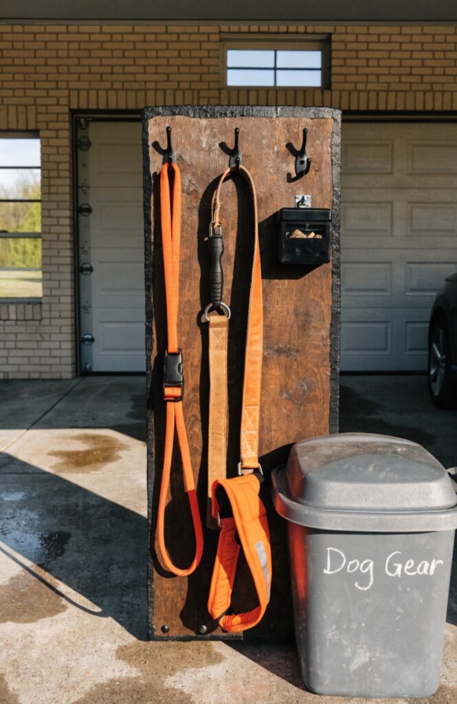 outdoor and garage dog leash station