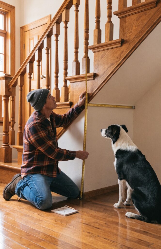 measuring under stairs space for dog kennel build