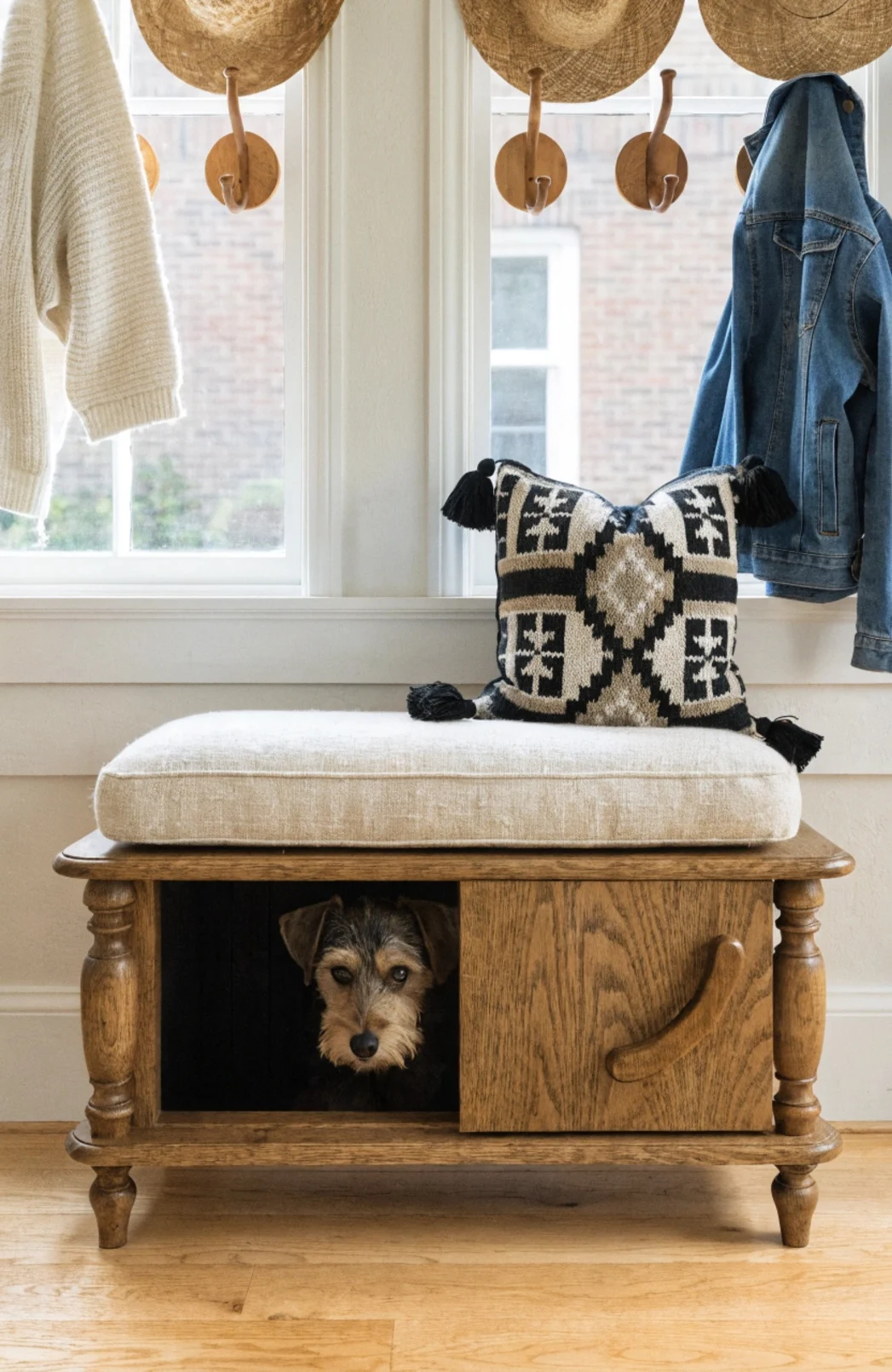 diy dog kennel hidden inside bench