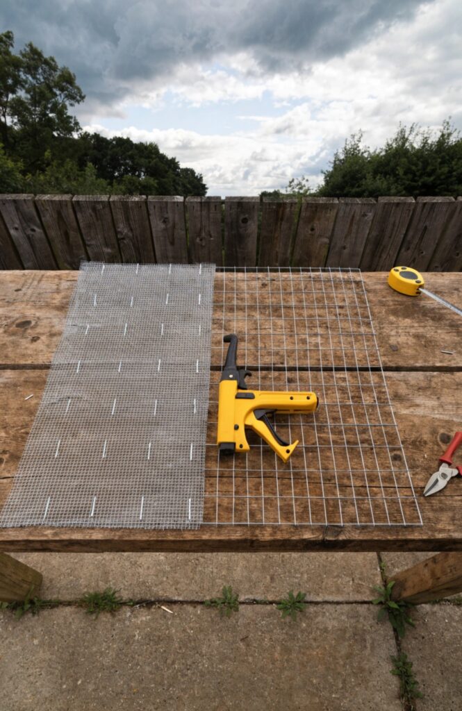 hardware cloth lining on a dog kennel chicken coop for predator protection