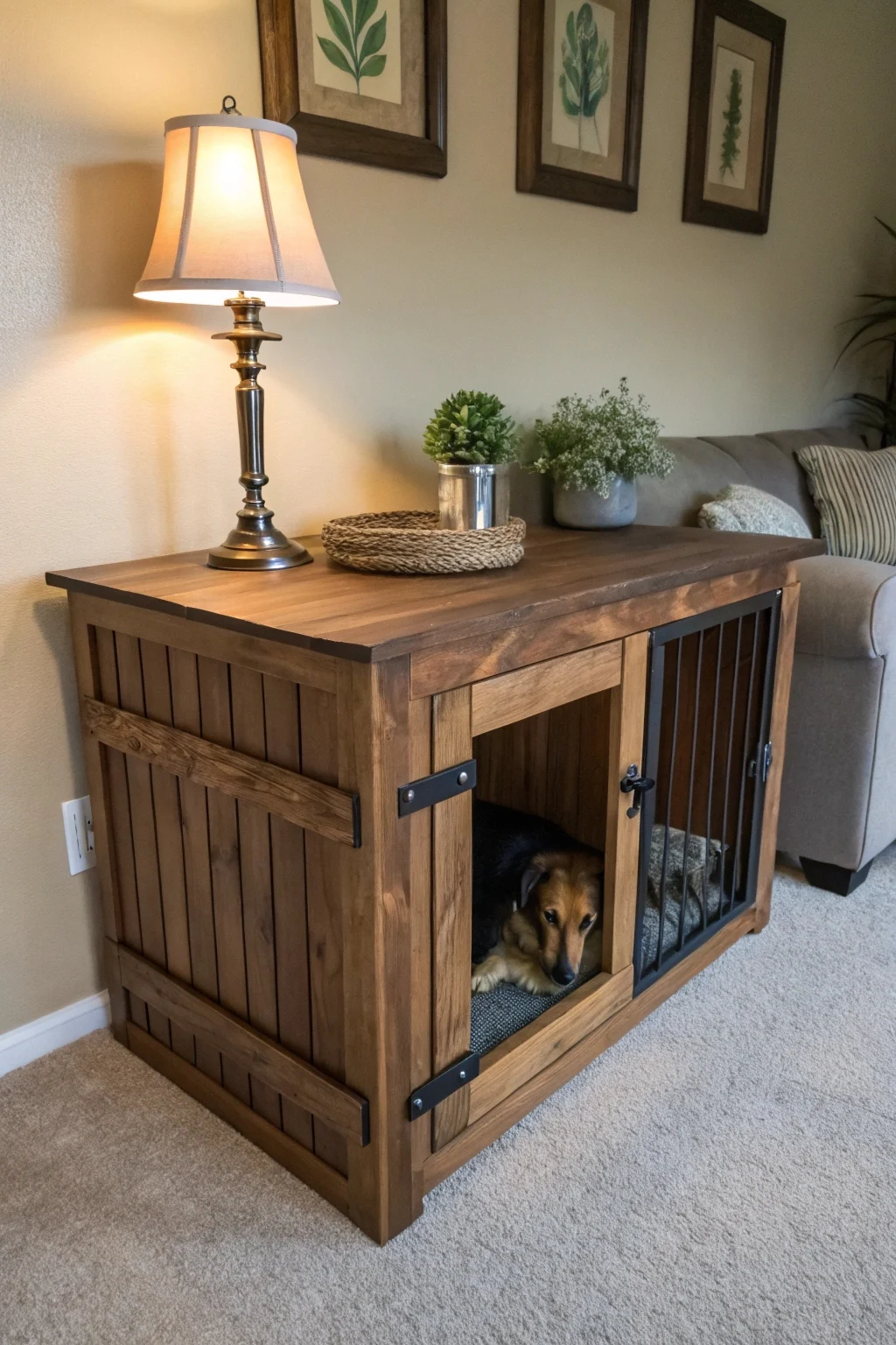 diy dog kennel furniture with tabletop