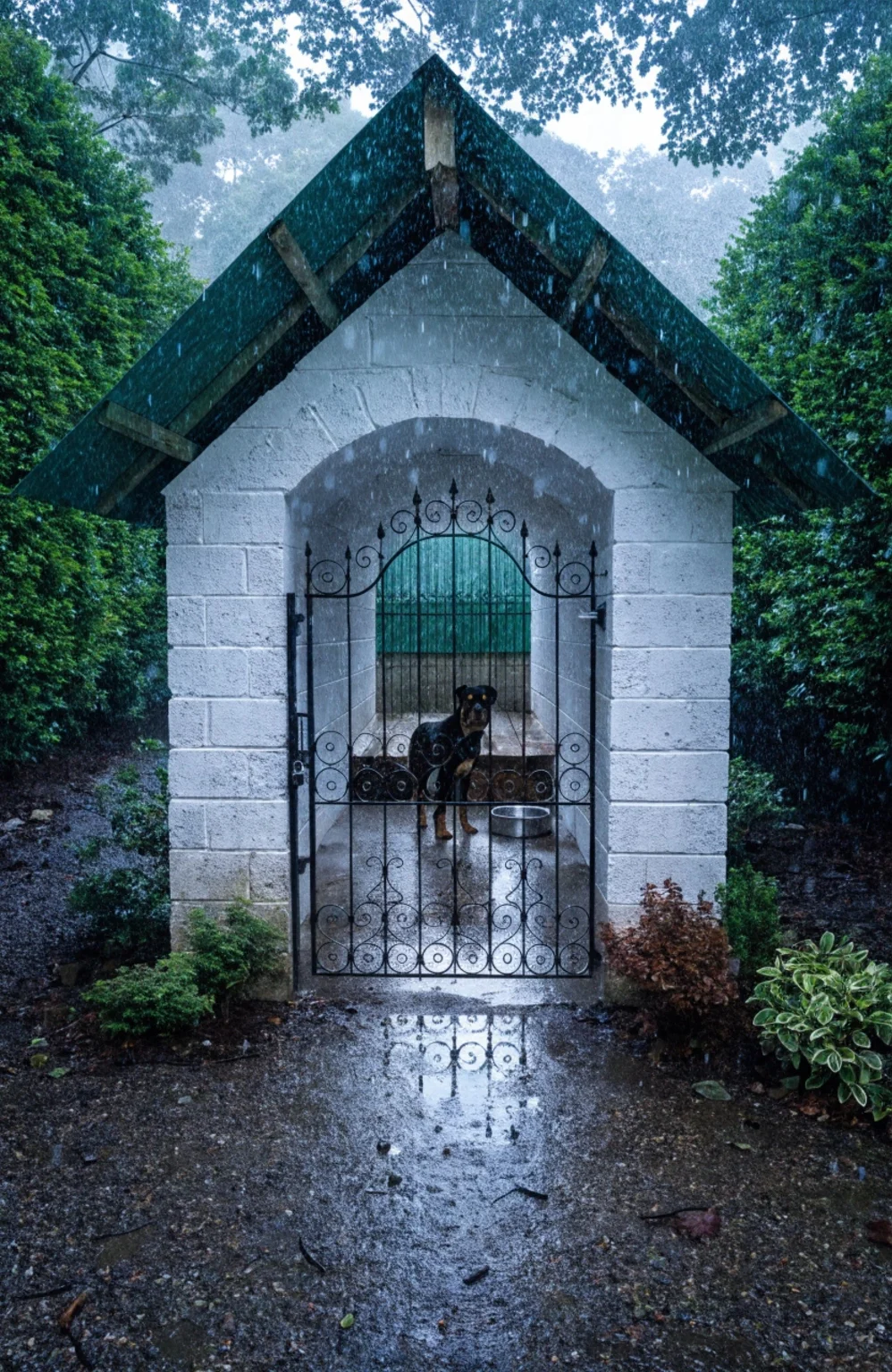 permanent outdoor diy dog kennel concrete build