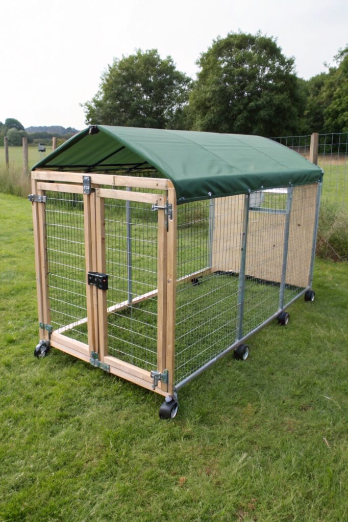 portable dog kennel chicken coop tractor design with wheels for easy moving