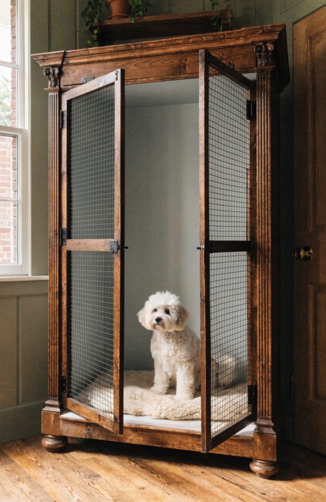 cheap diy dog kennel repurposed wardrobe cabinet