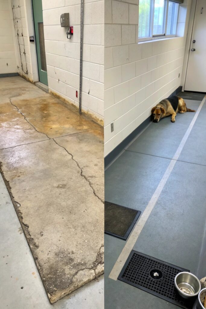 Sealed and Improved Concrete Dog Kennel Floor