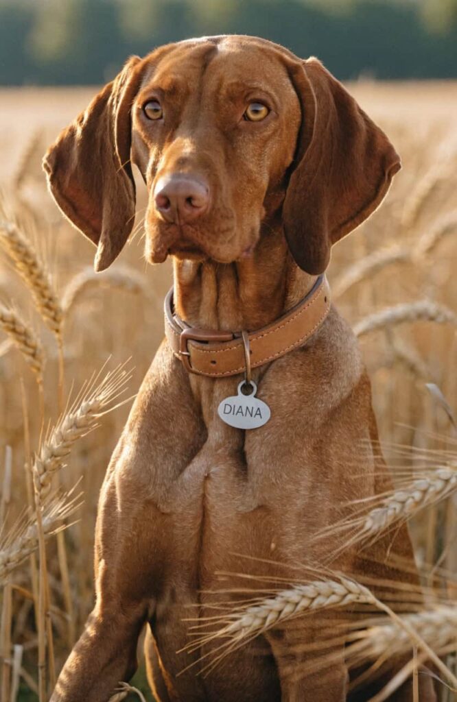 female hunting dog names on a silver name tag collar