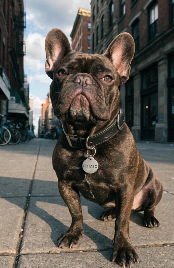 funny pet name for male dog with engraved tag