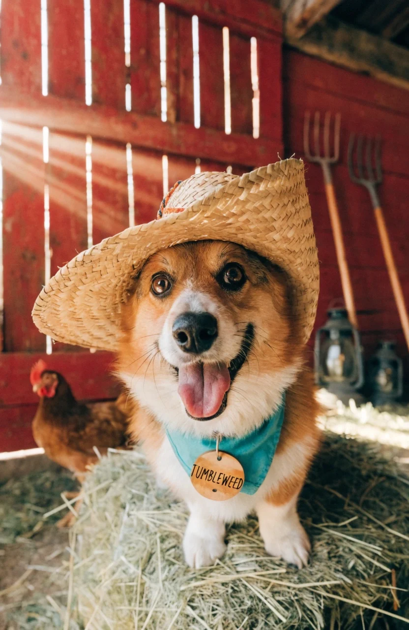funny cute country dog names cowboy hat barn