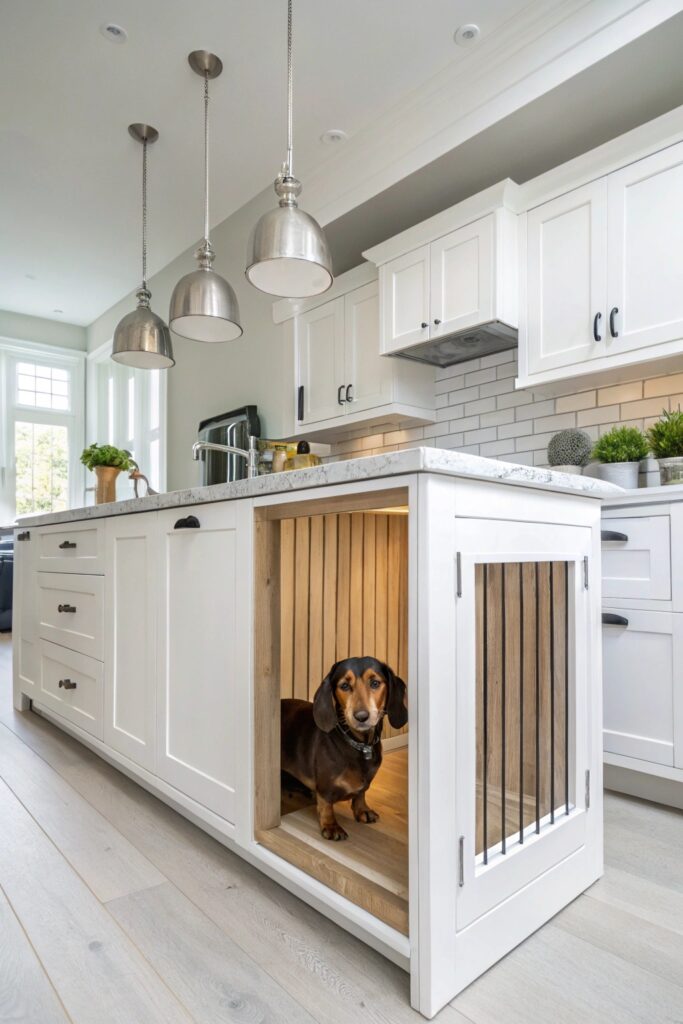 built in dog kennel kitchen cabinet seamless design