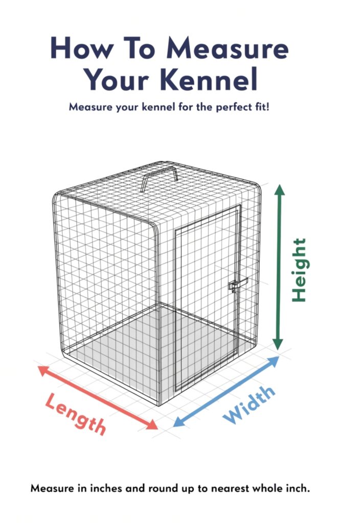 person measuring a wire dog crate with a tape measure