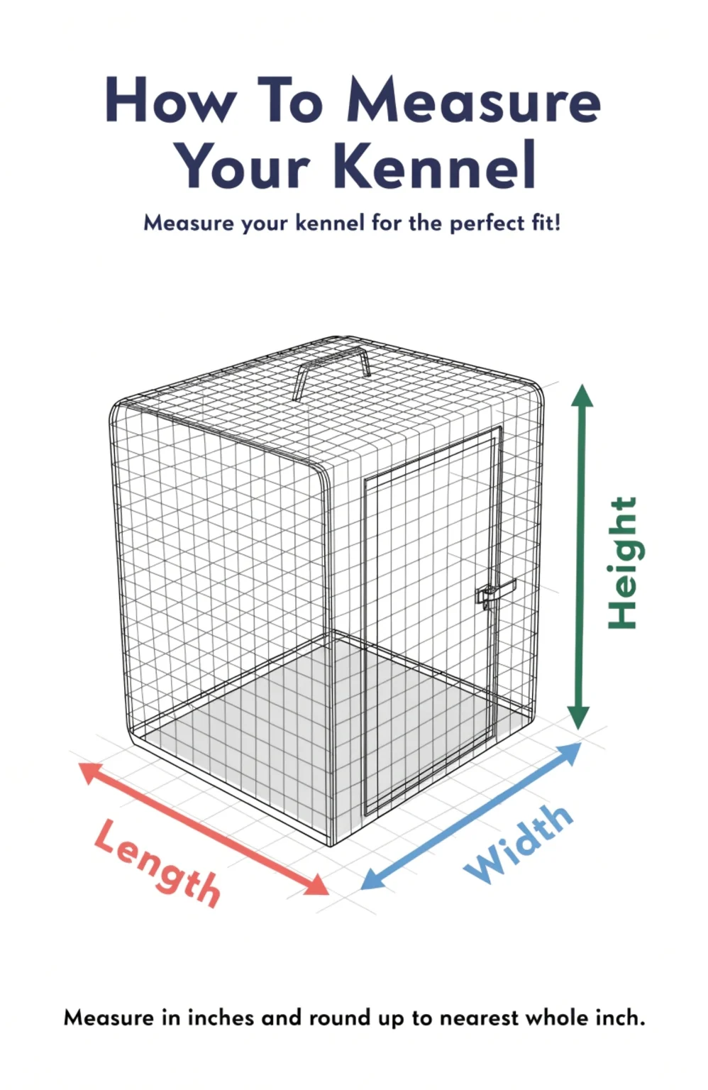 person measuring a wire dog crate with a tape measure
