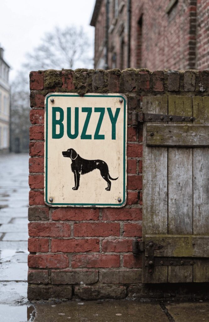 vintage enamel retro dog kennel name plate outdoor