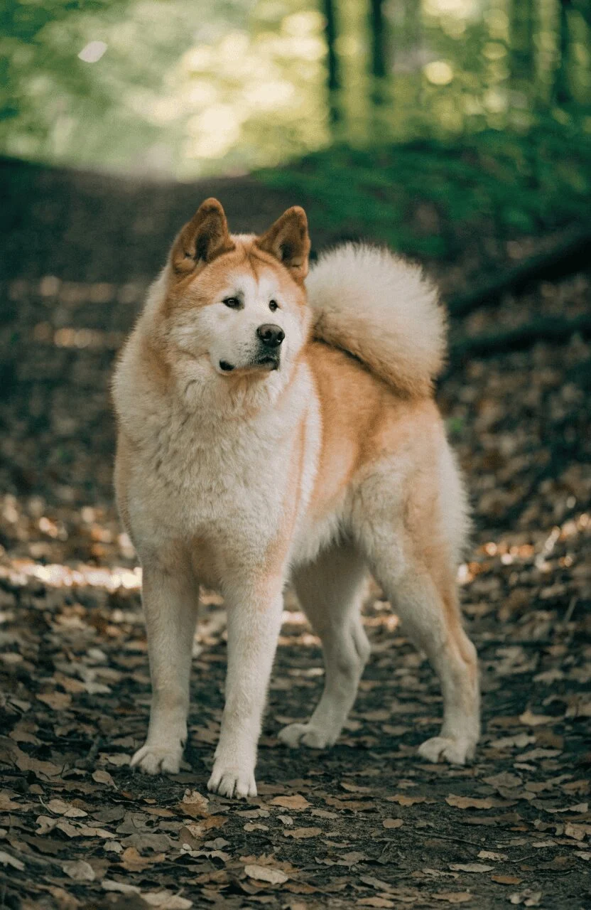 realistic Akita dog outdoor natural setting