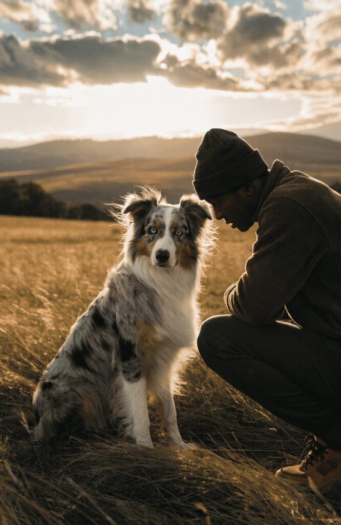 Australian Shepherd energetic bonded training handler