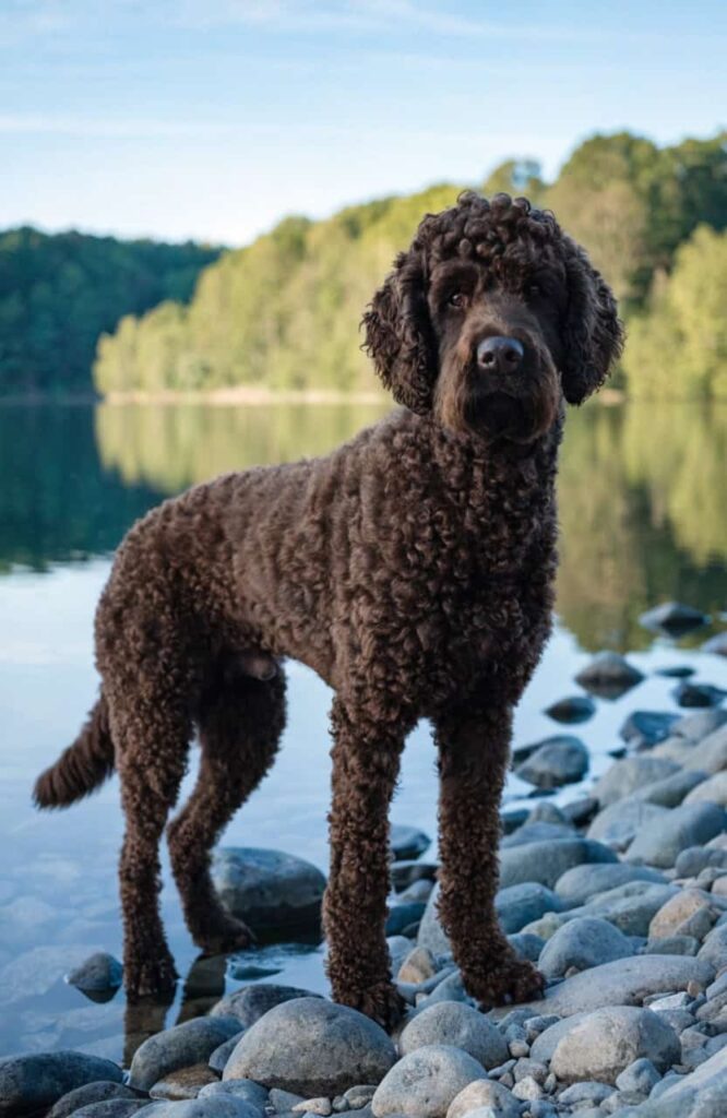 Barbet French water dog with dense curly coat