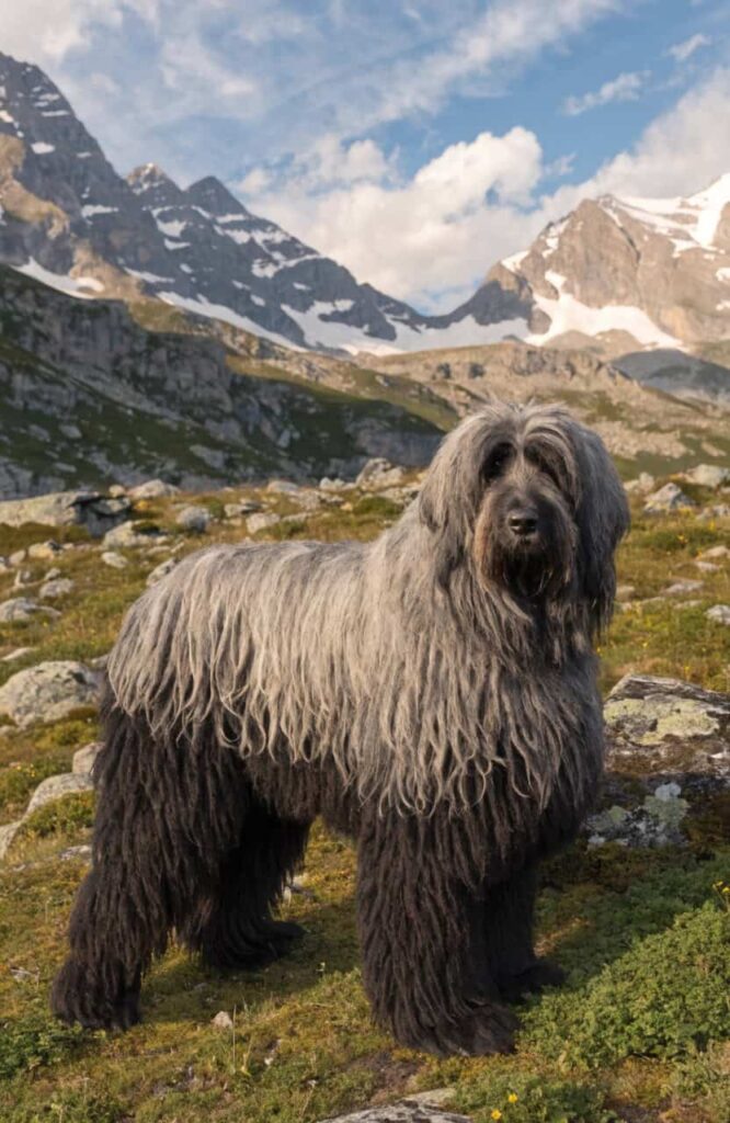 Bergamasco sheepdog with unique felted mat coat