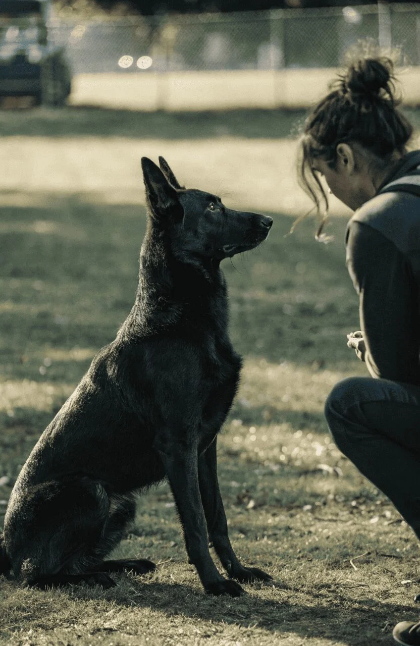 German Shepherd training intelligence focus handler eye contact