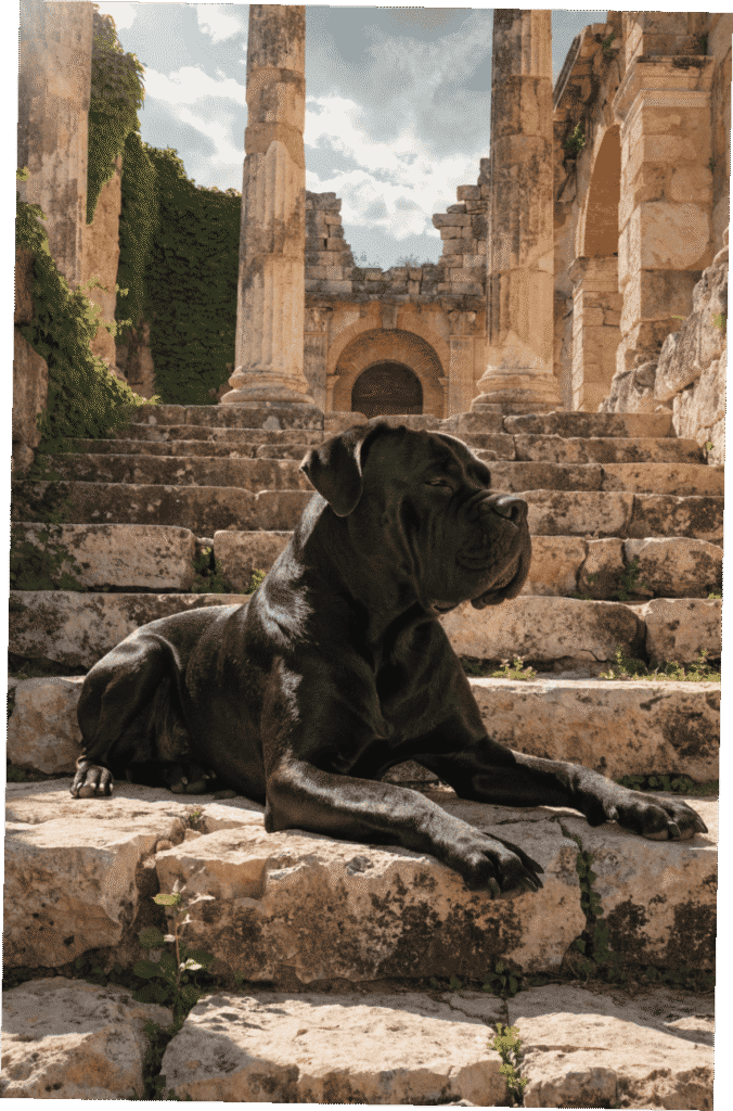 Cane Corso black ancient powerful breed historical atmosphere
