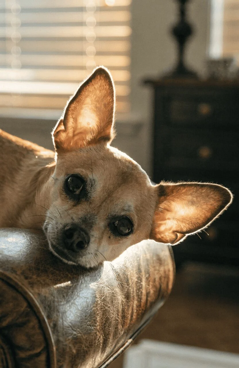 tiny Chihuahua with large pointy ears indoors